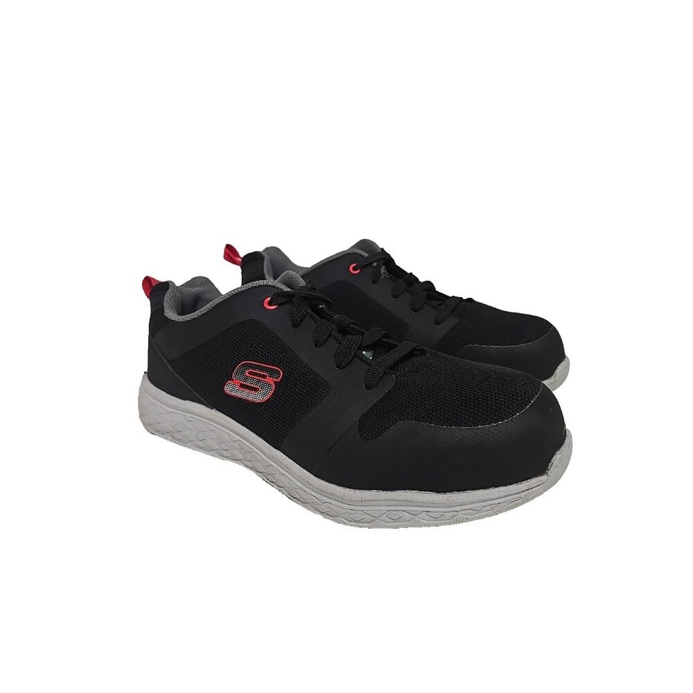 Skechers Men's 99992002 Aluminum Toe Steel Plate Safety Shoe Black Red Size 8.5M